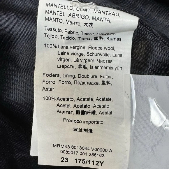 Marina Rinaldi Wool Pea Coat 23 US 14 Long Duster Black High Collar Belted Maxi - Picture 7 of 11